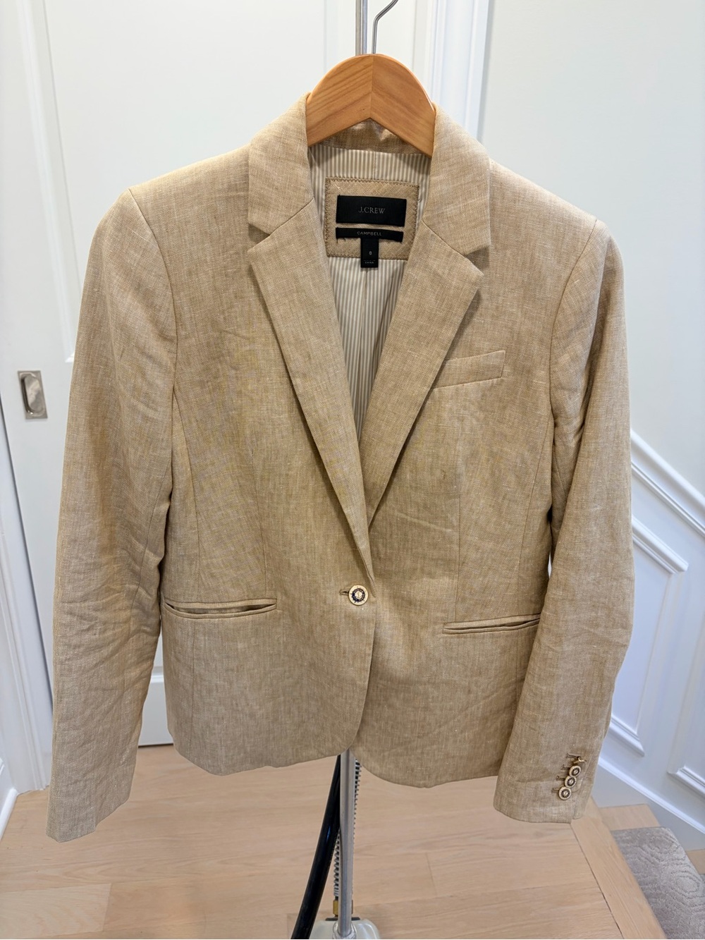 J. Crew Women's Beige Linen Blend Blazer Size 8